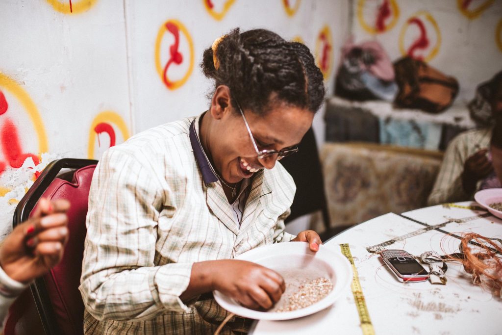 woman in Ethiopia making jewellery